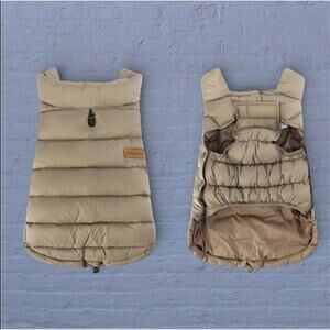 Space Lion Dog Puffer Jacket Duck Down Winter Coat Khaki Tan Medium Dogs M NWT